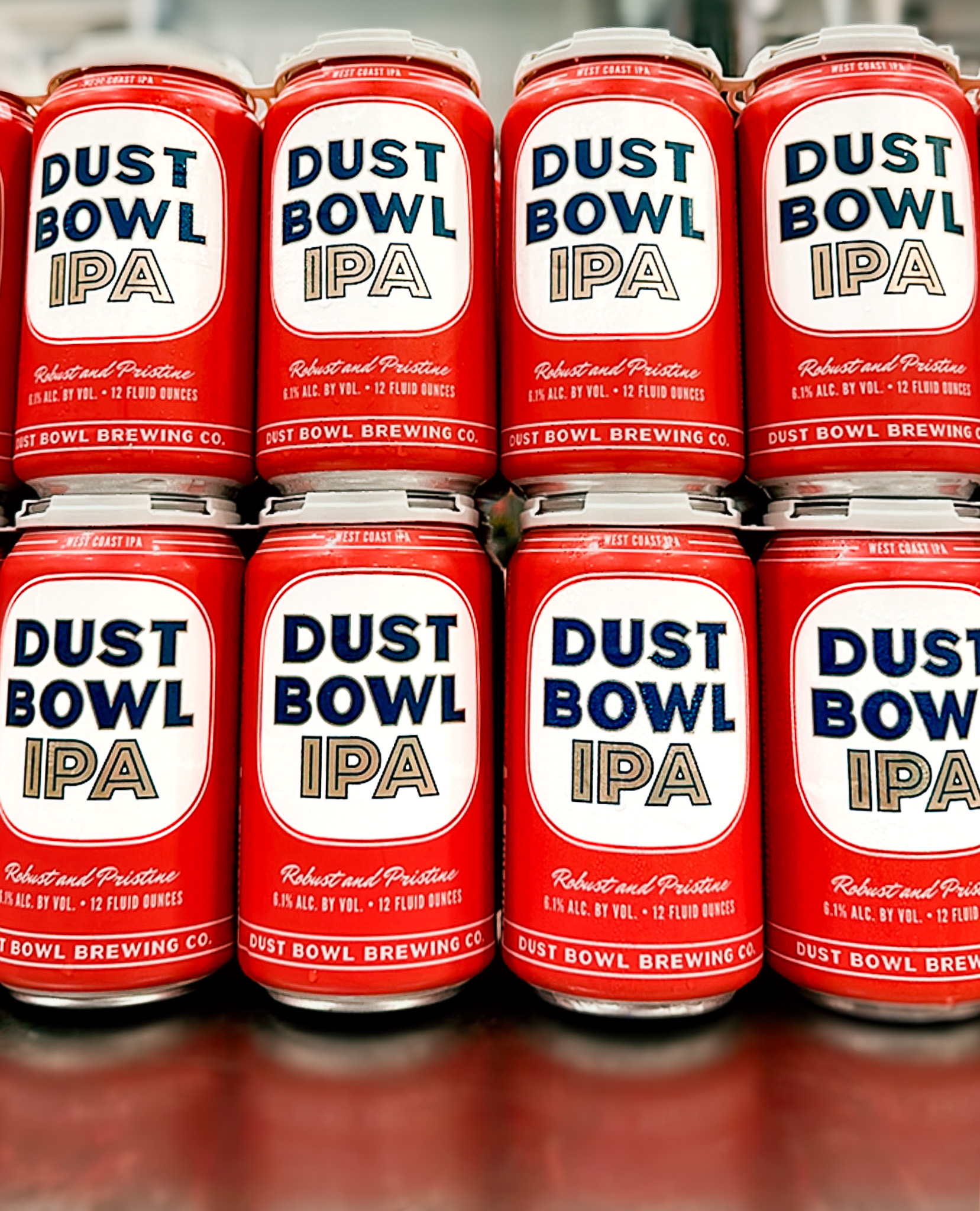 Line of Dust Bowl IPA cans