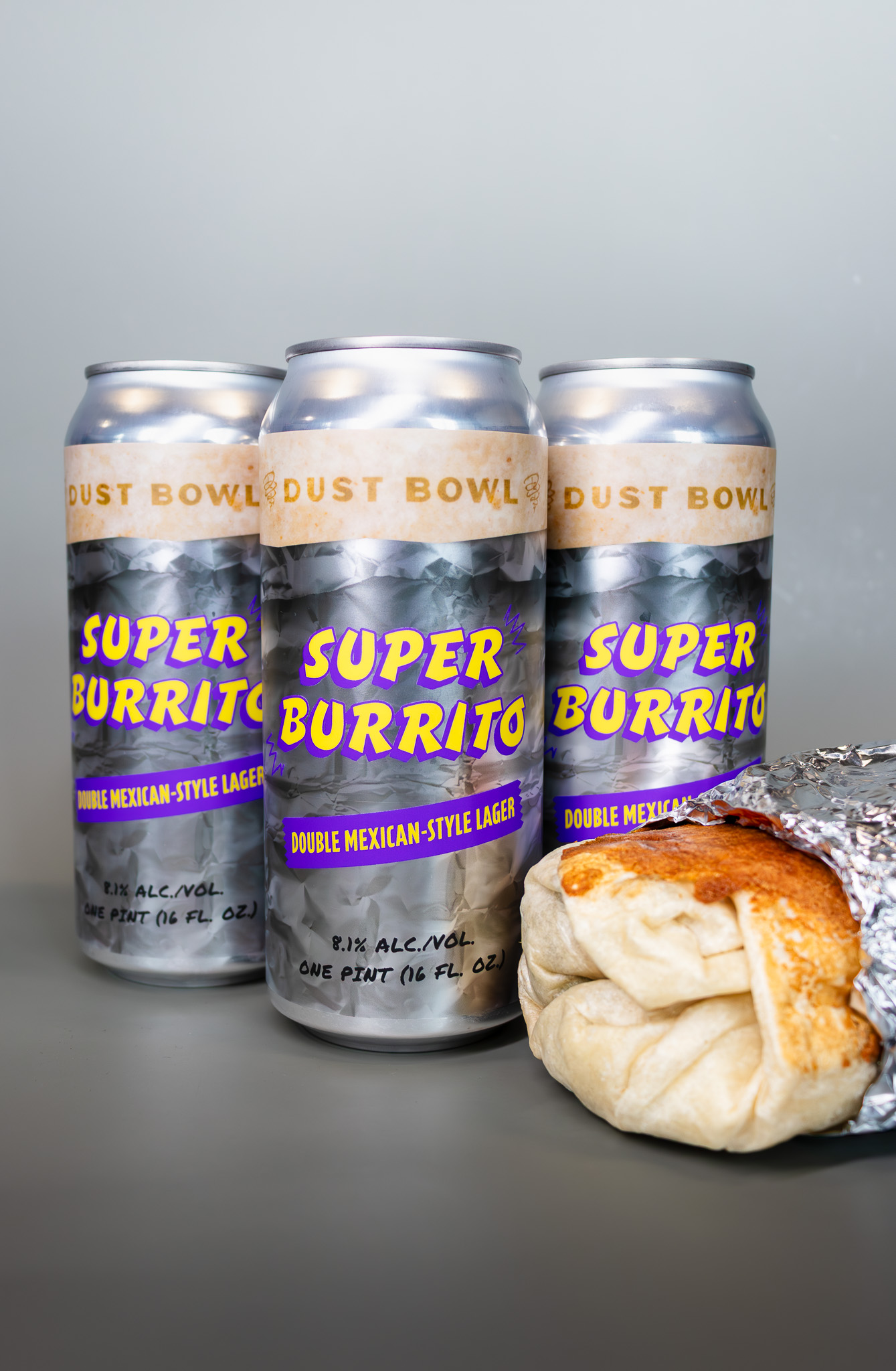 Super burrito beer can with burrito