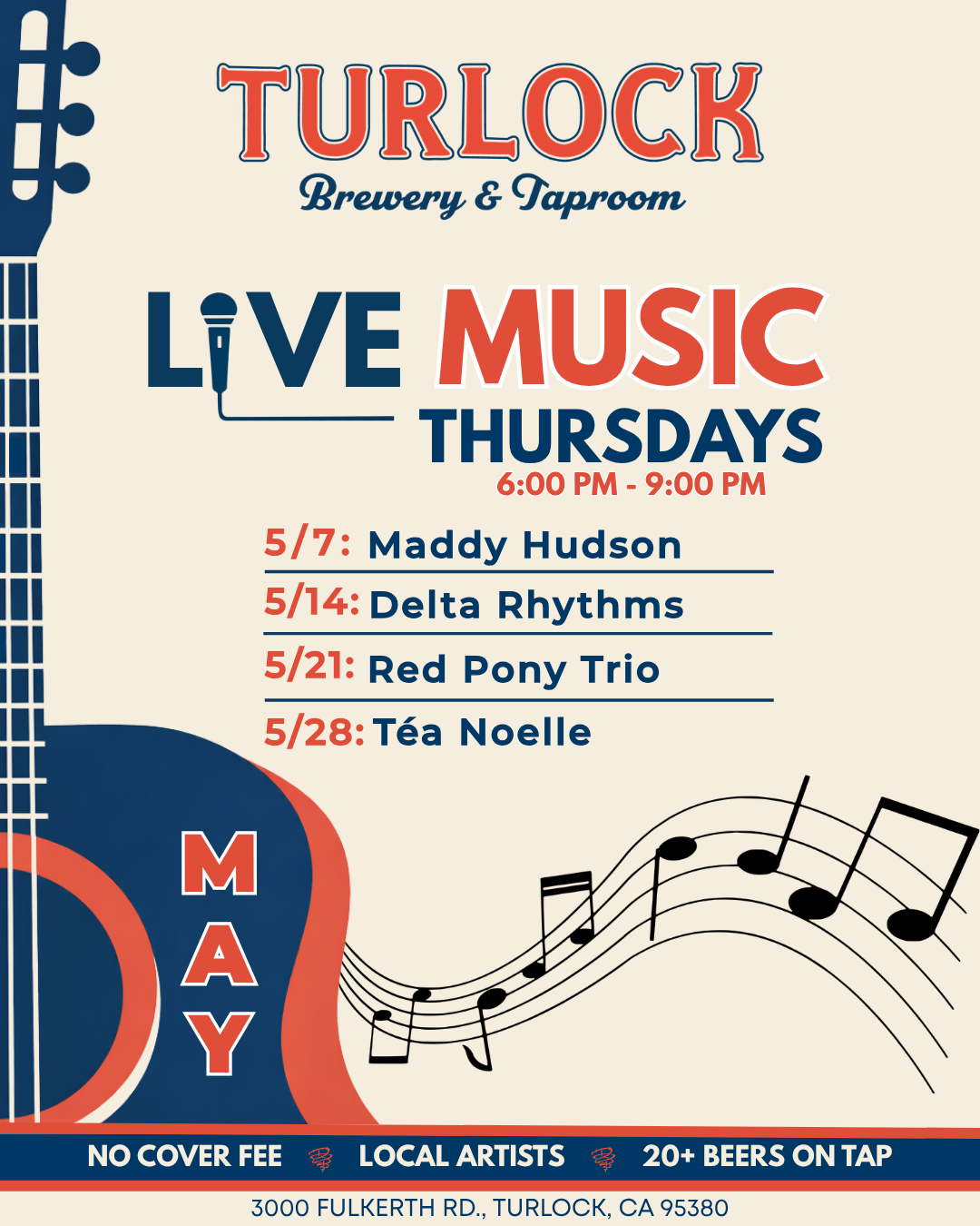 Live music poster with guitar